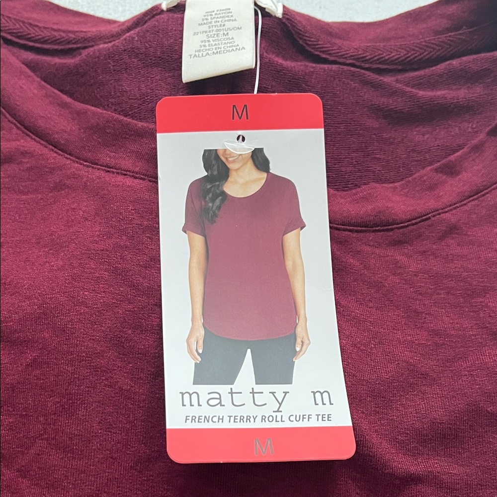 Matty M Women's Short Sleeve Burgundy Tee
